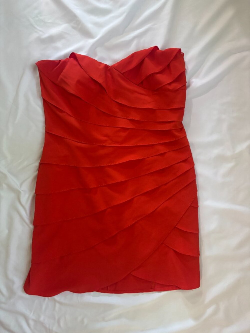 Ark & Co Orange Strapless Tiered Bandage Mini Dress Size L (Fits Like M)